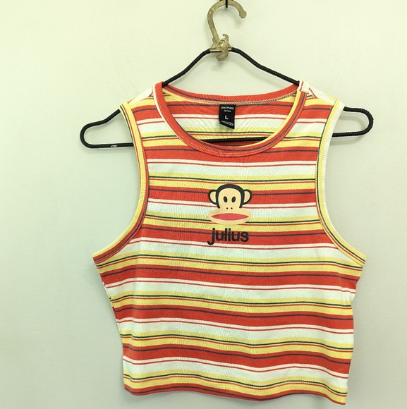 Paul Frank Tops - Paul‎ Frank Monkey Striped Crop Tank Top Y2K